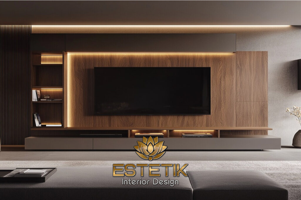 ruang tamu elegan dengan furnitur minimalis