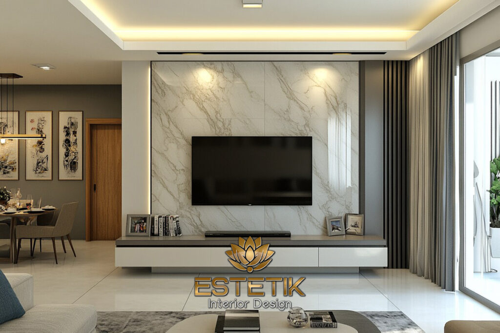 ruang tamu dengan gaya tradisional dan modern